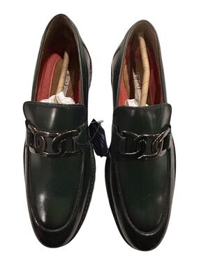 Stacy Adams Hale Green Leather Chain Loafers Ortholite Lug Sole M 8.5 W 10 NWT